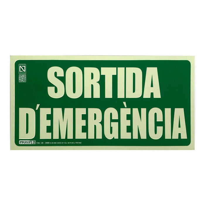 Implaser Ev273n-Cat Senyal Sortida D'Emergència 29,7x14,8cm