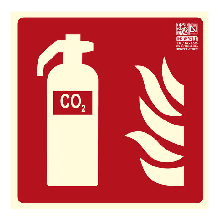 Implaser Ex219n Señal Extintor Co2 Riesgo Eléctrico 21x21cm