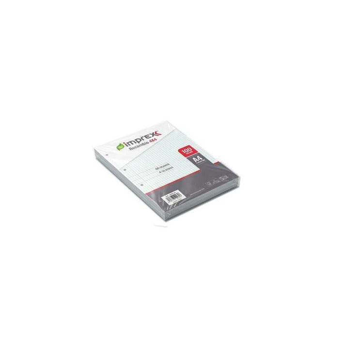 Imprex Recambio 100h A4 90gr 4x4 C/Margen 4 Taladros