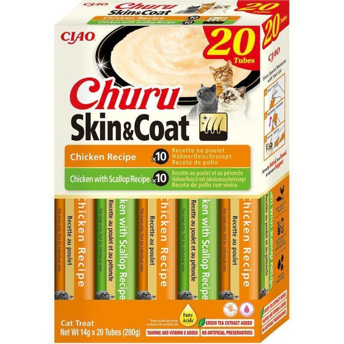 Inaba Cat Churu - Premios De Pollo Para Gatos (Piel Y Pelo) 20 X 14 G (280 G)