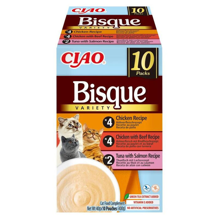 Inaba Cat Ciao Bisque Chicken,Beef,Fish 10x40g