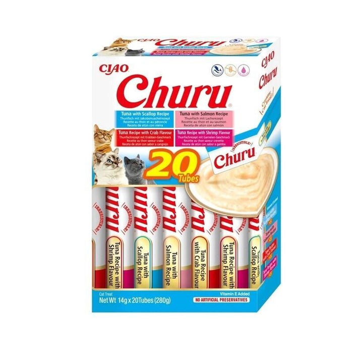 Inaba Churu Mezcla De Sabores Con Atún Y Mariscos Para Gato 20x14g