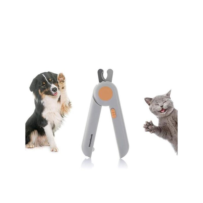 Innovagoods Clipet Cortauñas Para Mascotas - Luz Led - Ergonomico - Incluye Lima - Facil De Limpiar - Pilas Incluidas -