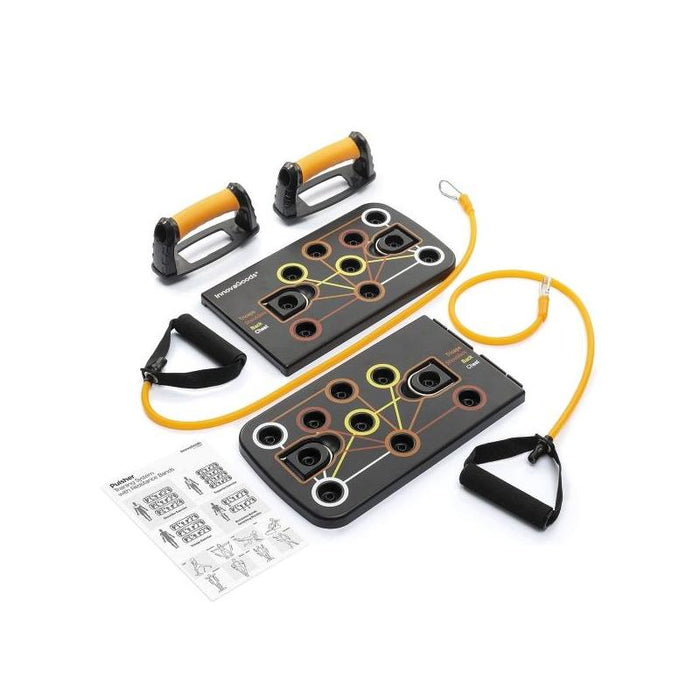 Innovagoods Pulsher Set De Entrenamiento Con Bandas De Resistencia - Guia De Ejercicios - Desmontable - Antideslizante