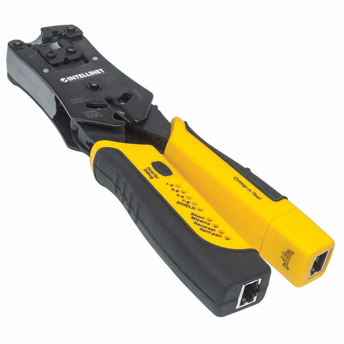 Intellinet Kit Crimpadora & Tester 780124 Rj-11/Rj-12/Rj-22/Rj-45 Negro/Amarillo