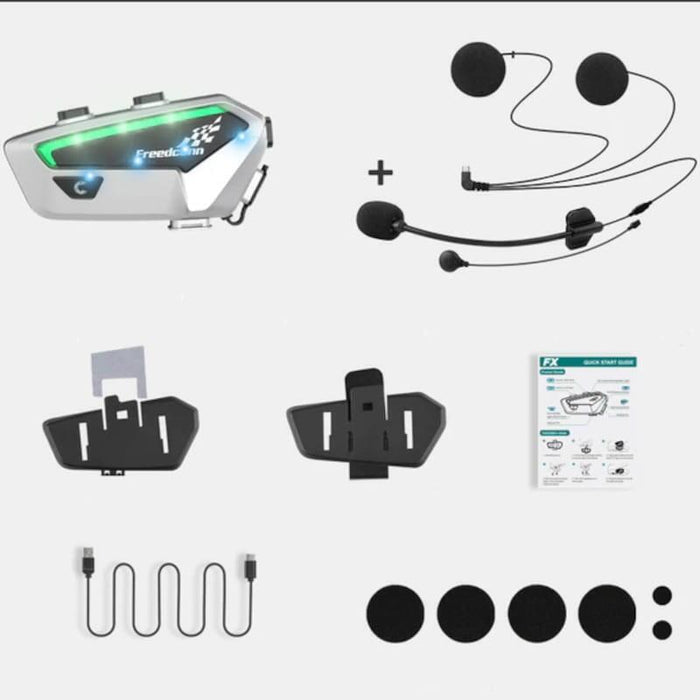 Intercomunicador Para Moto Freedconn Fx Inalámbrico Bluetooth Plata