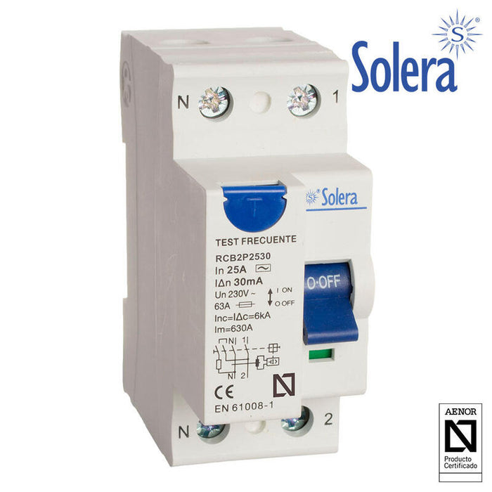 Interruptor Diferencial 2 Polos Solera 25a (Retractilado) Rcb2p2530