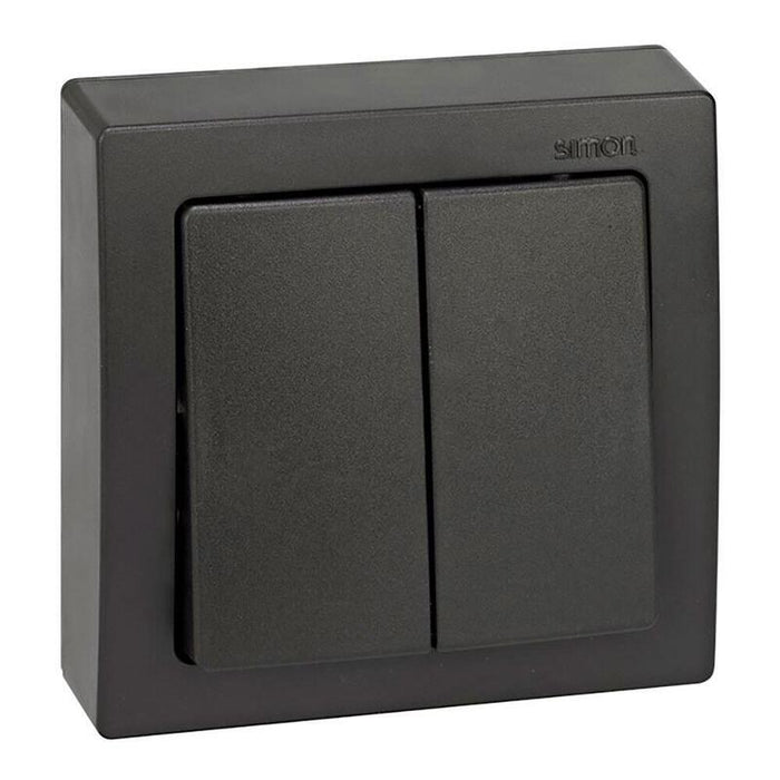 Interruptor Doble, Superficie, 10ax 250v~, Ip20, Serie Simon73 Loft, Grafito, Retractilado