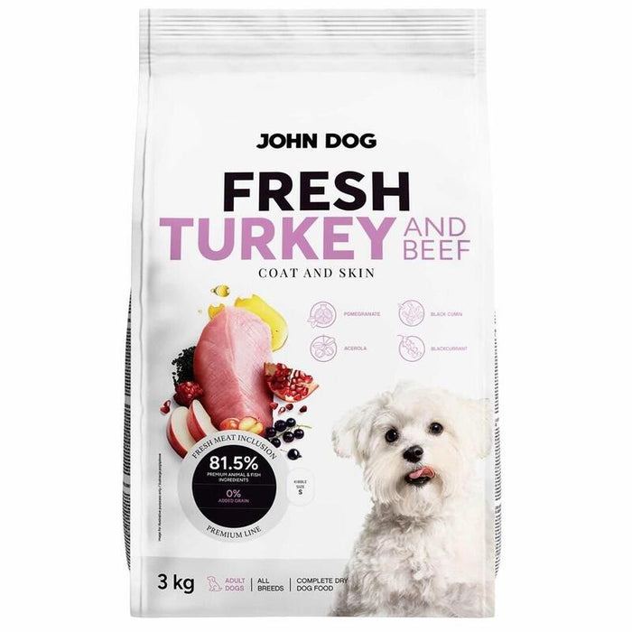 John Dog Adult Fresh Turkey & Beef Karma Sucha Para Perro 3kg