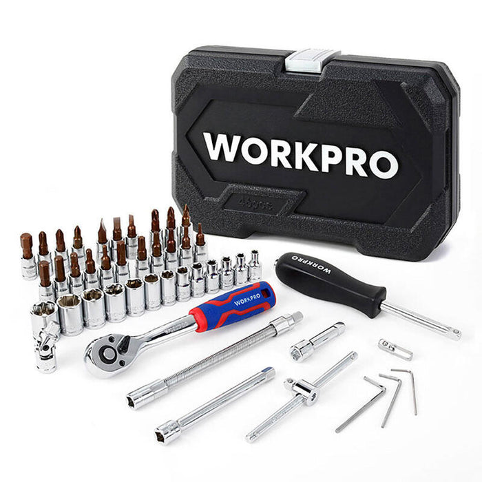 Juego De 46 Llaves Vaso De 1/4" Dr Workpro