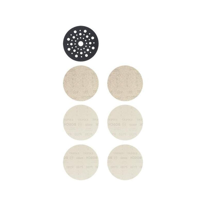 Juego De Hojas De Lija Con Estructura De Malla Bosch Expert M480 Ø 125 Mm, K80 / 120 / 180 (7 Piezas, Incluido Pad Saver, Para Lijadoras Excéntricas)  120/180 2608901202