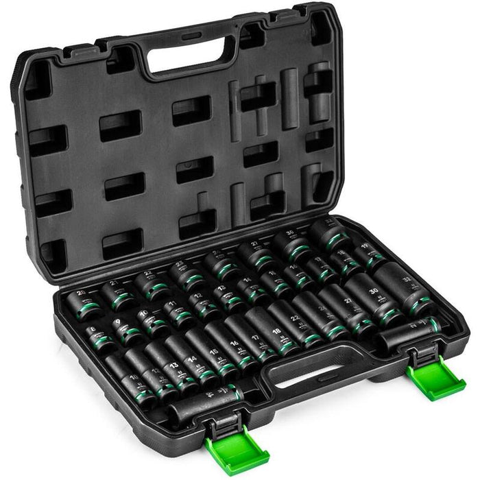 Juego Nasadek Udarowych Dlugich 35 Sztuk 1/2" 6-Katne Wuber
