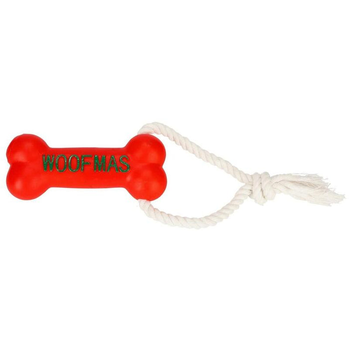 Juguete Para Perro  Dingo Cuerda Con Hueso "Woofmas" 13 Cm  1 Pieza
