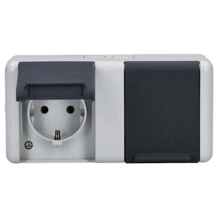 Jung 8220-1 W Ap Wd-Doppel-Steckdose Waagerecht Schriftfeld