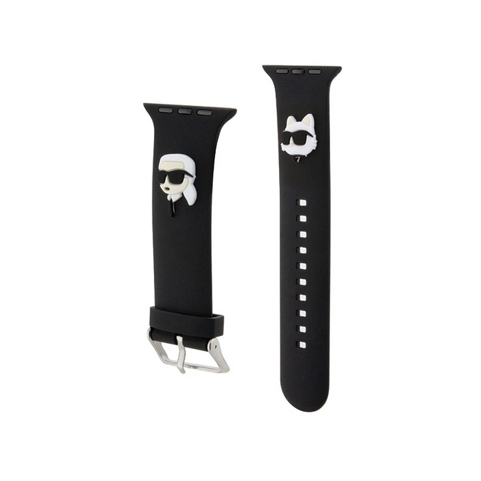 Karl Lagerfeld Klawlslkcnk Apple Watch Strap 42 44 45 49mm Black Black Strap 3d Rubber Karl&Choupette Heads