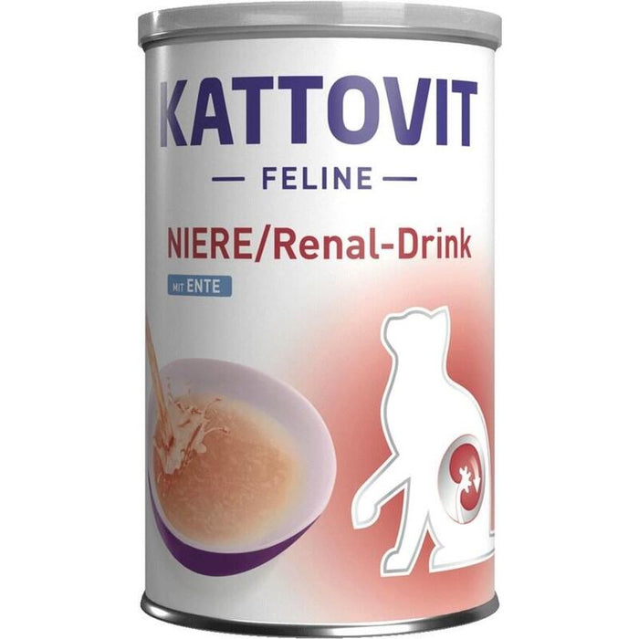 Kattovit Bebida Renal/Renal Pato  Paquete De 12  12 X 135 Ml  Alimento Complementario Para Gatos Adultos  Trozos De Carne Con Pato  Para Apoyar La Función Renal