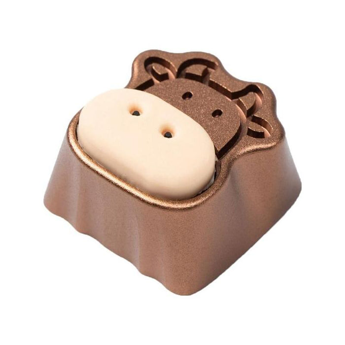 Keychron Cute Cows Tapa De Tecla Artesanal De Aleación De Aluminio, Tapa De Llave Marrón At-14