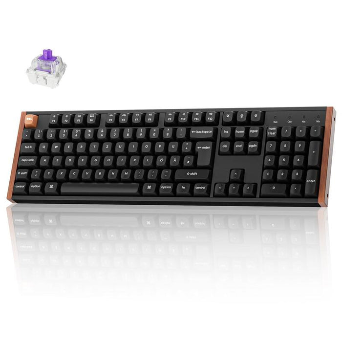 Keychron K10 He (Negro/Holz, De-Layout, Gateron Double-Rail Magnetic Nebula, Hot-Swap, Aluminiumrahmen, Rgb) K10h-F1-De