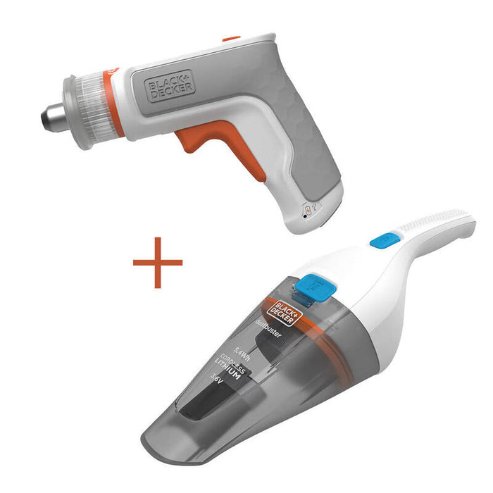 Kit: Atornillador Hexdriver 3,6v + Aspirador De Mano 3,6v Bcknvcrta01-Qw Black & Decker