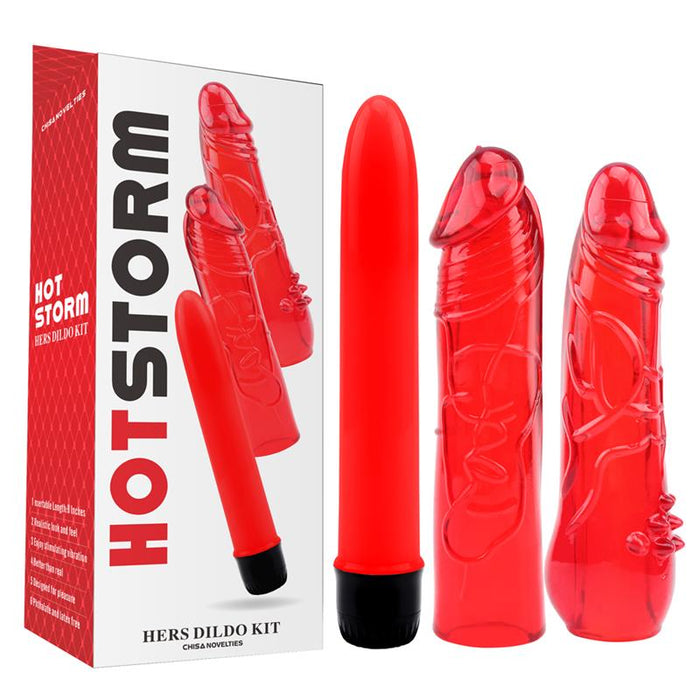 Kit Dildo Y Vibrador Hers Dildo Kit Rojo
