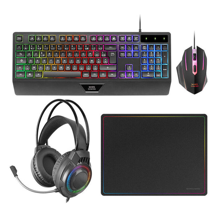 Kit Mars Gaming Teclado + Raton + Alfombrilla + Auricular