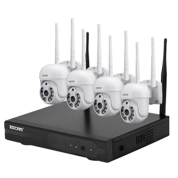 Kit Videovigilancia Ip Escam Wnk714 Wifi 3mp 4 Cámaras Blanco