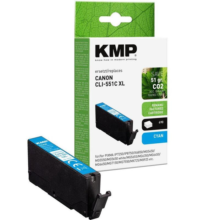 Kmp Cartucho Canon Cli-551c Xl 6444b001 Cyan 715 S. Remanufactured