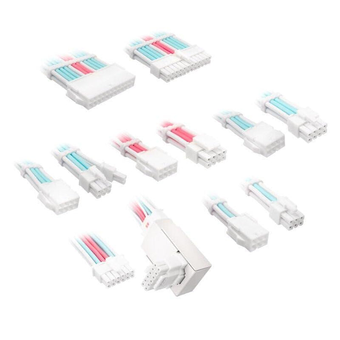 Kolink Core Pro Braided Cable Extension Kit 12v-2x6 Tipo 1 - Brilliant Blanco Neon Azul Pure Rosa