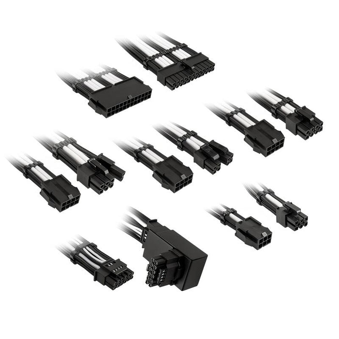 Kolink Core Pro Braided Cable Extension Kit 12v-2x6 Tipo 1 - Negro Azabache Brilliant Blanco