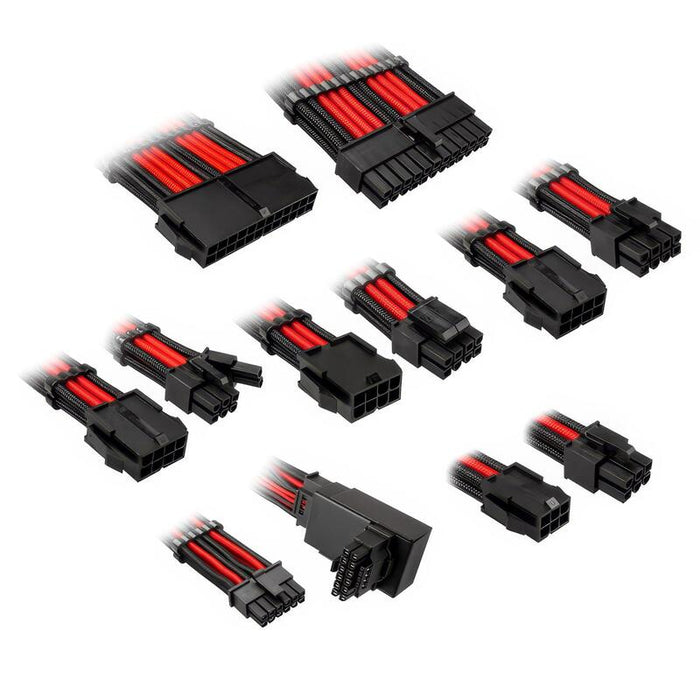 Kolink Core Pro Braided Cable Extension Kit 12v-2x6 Tipo 1 - Negro Azabache Racing Rojo