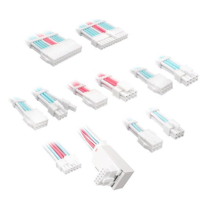 Kolink Core Pro Braided Cable Extension Kit 12v-2x6 Tipo 2 - Brilliant Blanco Neon Azul Pure Rosa