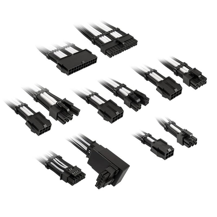 Kolink Core Pro Braided Cable Extension Kit 12v-2x6 Tipo 2 - Negro Azabache Brilliant Blanco