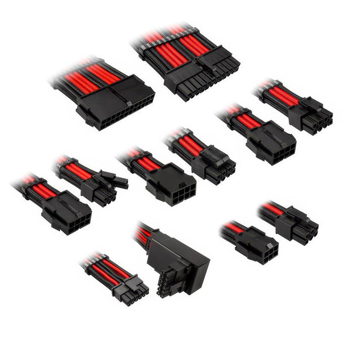 Kolink Core Pro Braided Cable Extension Kit 12v-2x6 Tipo 2 - Negro Azabache Racing Rojo