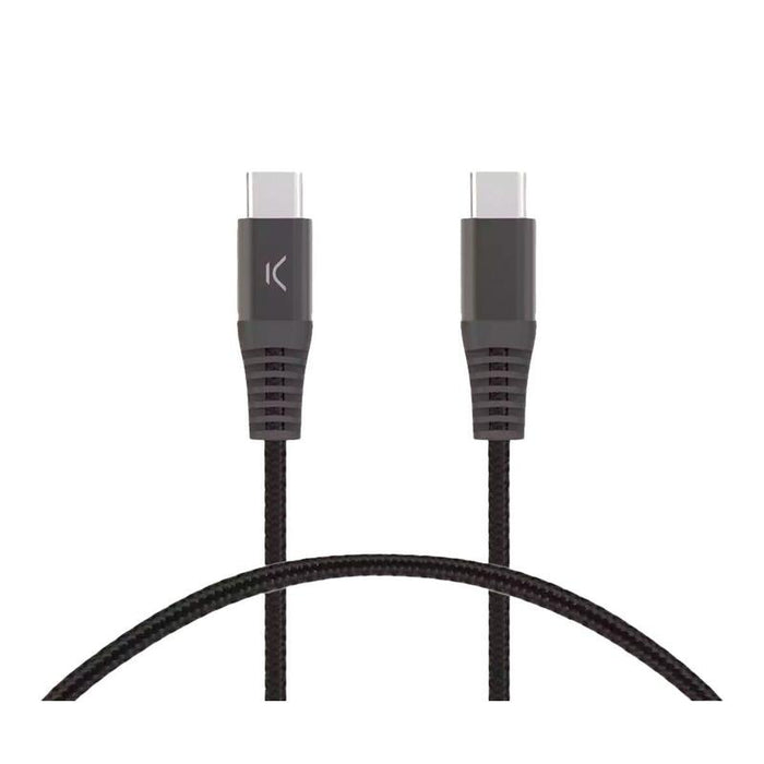 Ksix Bxcucc2t5 Negro Cable De Carga Y Datos 2 Metros Usb-C A Usb-C Carga Ultrarrápida 60w