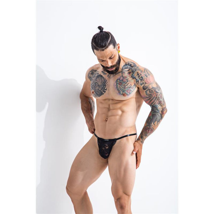 L4ce02 Tanga Con Encaje Talla (Interno):S/M