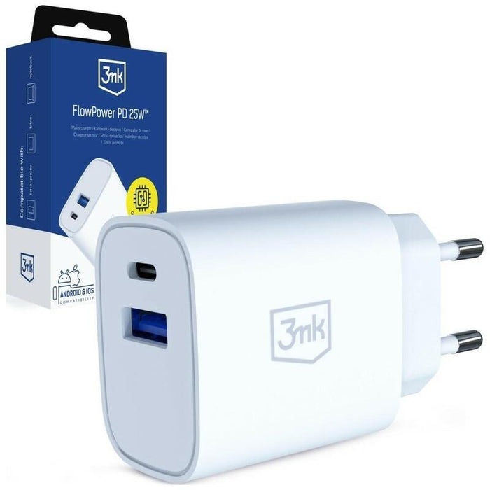 Ladowarka Sieciowa 25w Usb-A Usb-C Pd Qc4+ Flowpower Biala