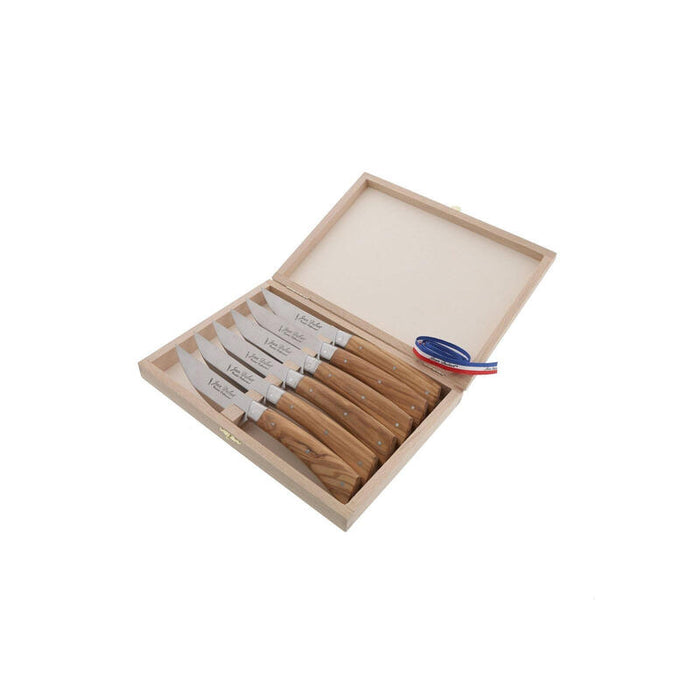 Laguiole Jean Dubost Steak Knife Set 6 Pcs., Olive