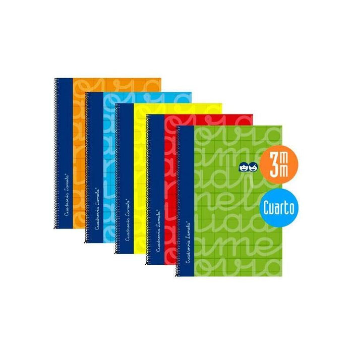 Lamela Cuaderno Espiral Cubierta Extradura 80h 4º Cuadrícula 3mm C/ Margen Surtidos Pack -5u-