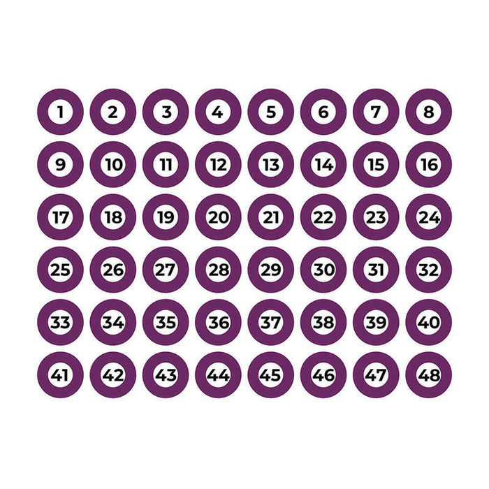 Lámina Adhesiva A4 Numerada 1-48 Morado Edm