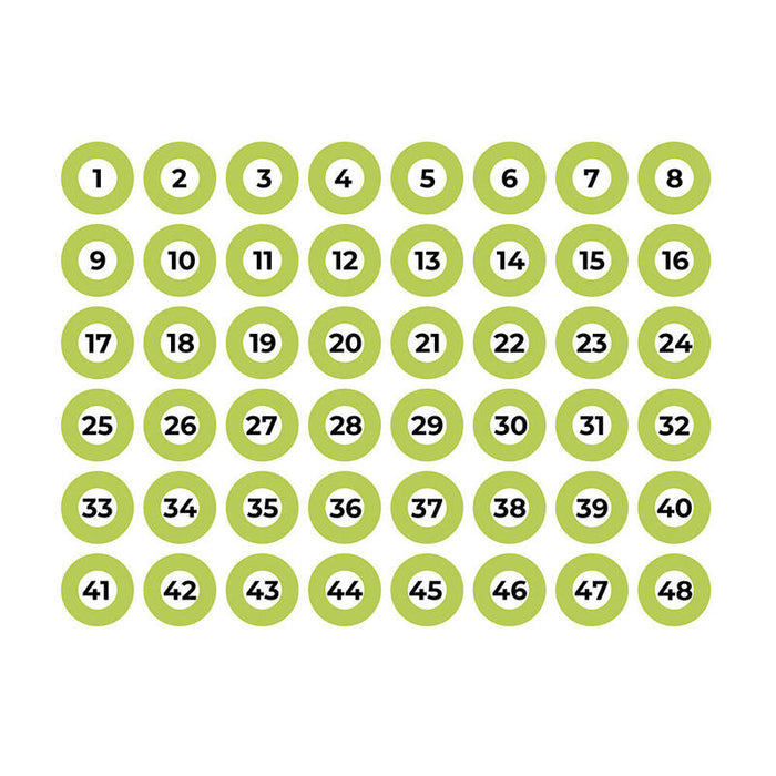 Lámina Adhesiva A4 Numerada 1-48 Verde Edm