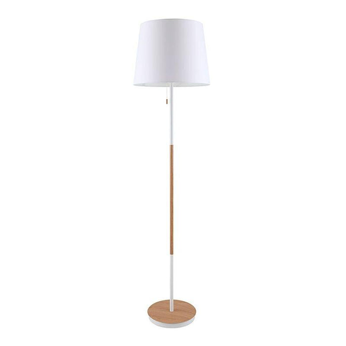 Lámpara De Pie, E27, Madera+Blanco, Ø400 X 1570 Mm
