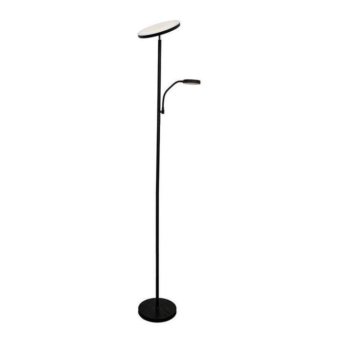 Lámpara De Pie Led Dencel, 30+6 W, 3cct, Dimmable, 3000 Lm, Negra, Ø25 X 175 Cm