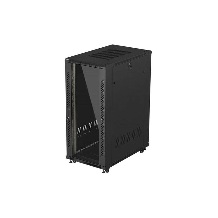 Lanberg Rack Cabinet 19 " Free Standing 27u 600x1000 Flat Pack With Glass Door Black