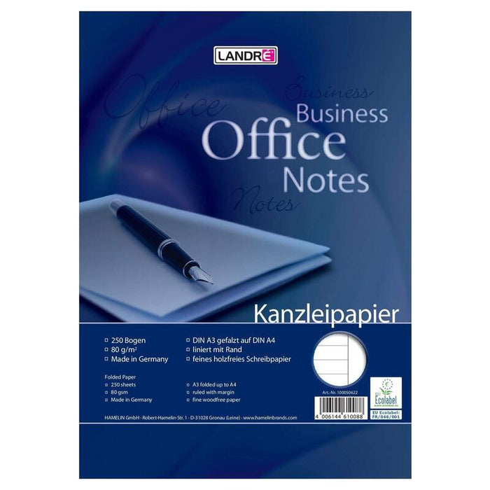 Landre Kanzleipapier Office A3 A4 Liniert 250 Pro Packung