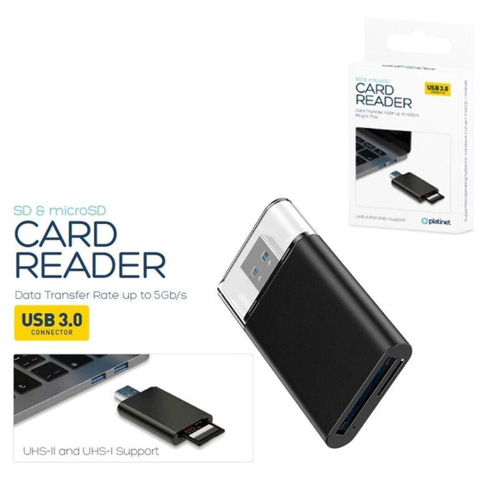 Lector De Tarjetas Externo Platinet Microsd/Tf Uhs-Ii Usb 3.0 2 Ranuras