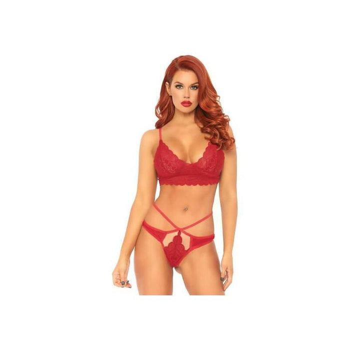 Leg Avenue - Set 2 Piezas Con Tanga Doble Tiranta M/L Rojo