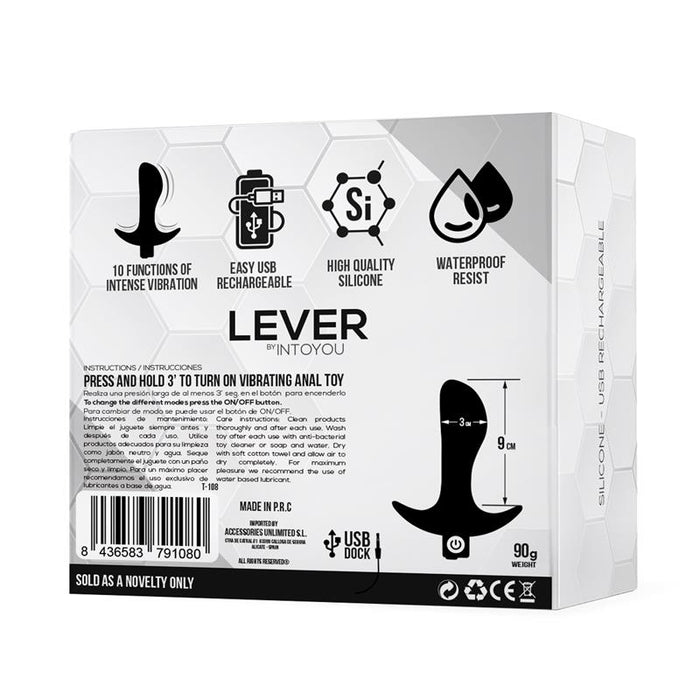 Lever Plug Anal Con Vibración Usb Silicona