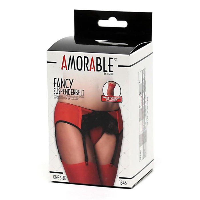 Liguero Con Braguitas Y Medias Rojo Y Negro