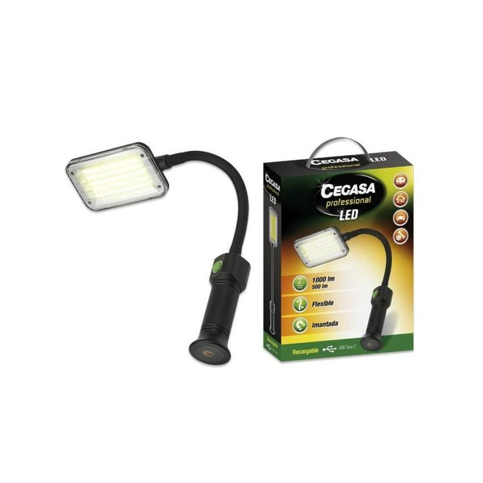 Linterna Cegasa Profesional Flexible Led Hasta 1000lm - Autonomia Hasta 4h - Bateria Recargable 2000mah Usb-C - Color