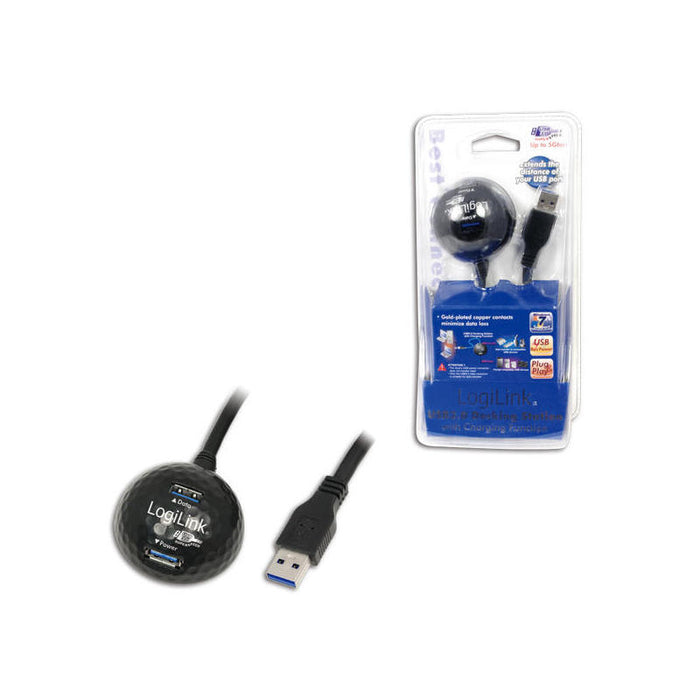 Logilink Cable Usb 3.0 A ->  X2 Usb A (Alargo) 1.20m Con Base Sobremesa Negro